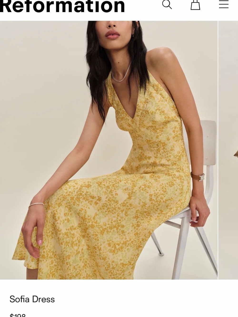 Reformation Yellow Halter Floral Midi Dress - Picture 11 of 13